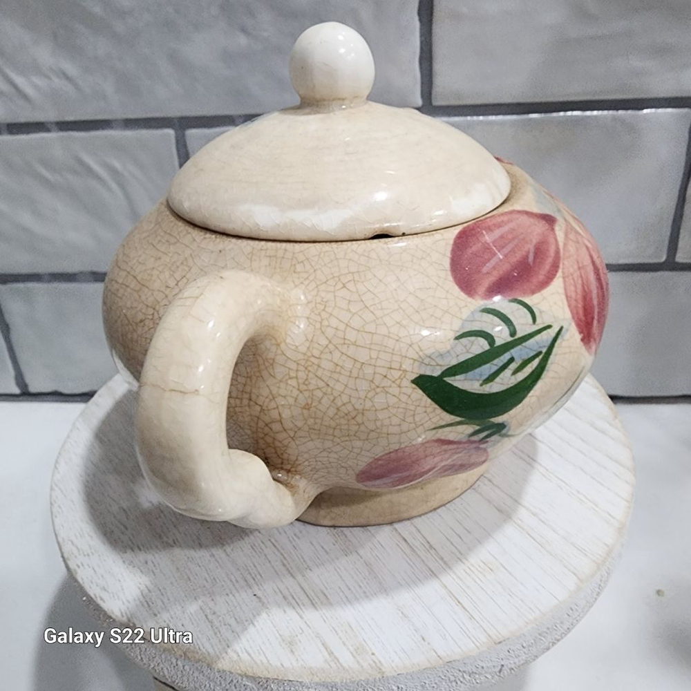 Blue Ridge Hand Painted Underglaze Crab Apples Sugar Bowl. Very Old - Picture 7 of 13